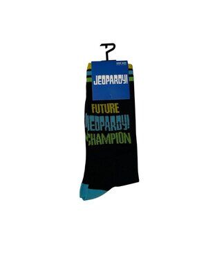 Jeopardy Future Champion Crew Socks Black Blue One Size Trivia Game Show NWT